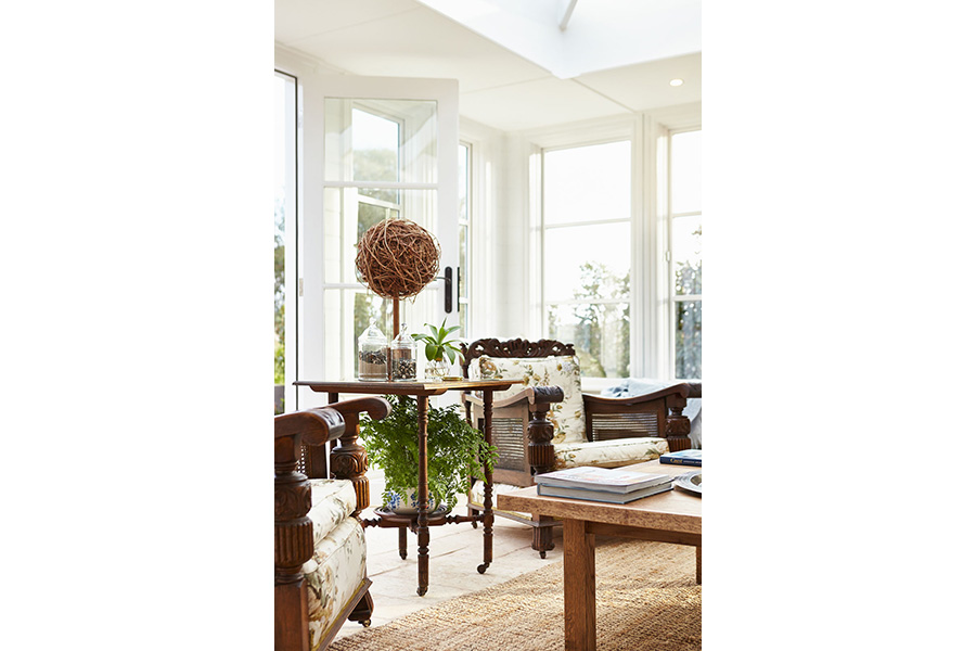 Handmade furniture in sunny conservatory